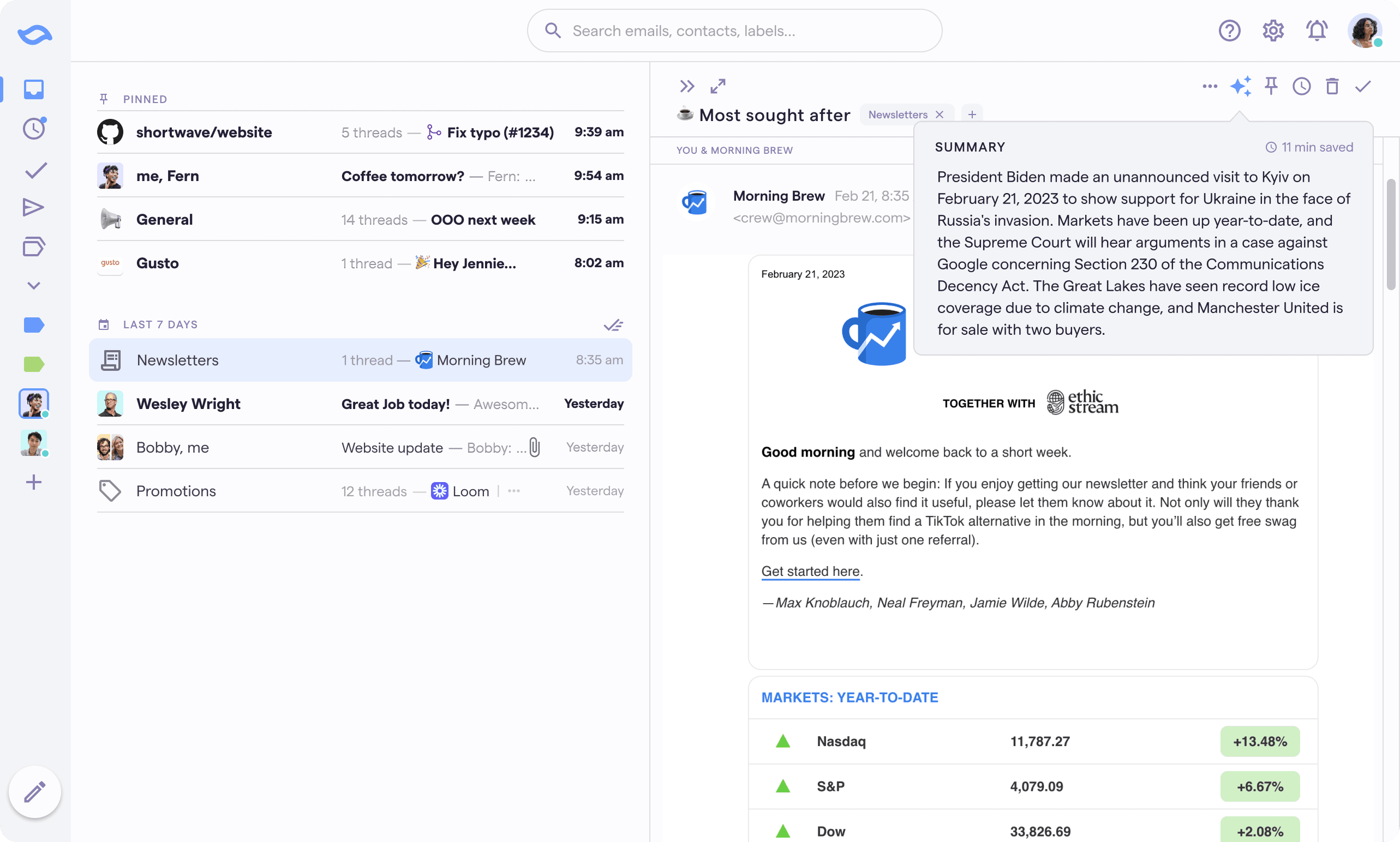 AI-generated summary of a Morning Brew newsletter